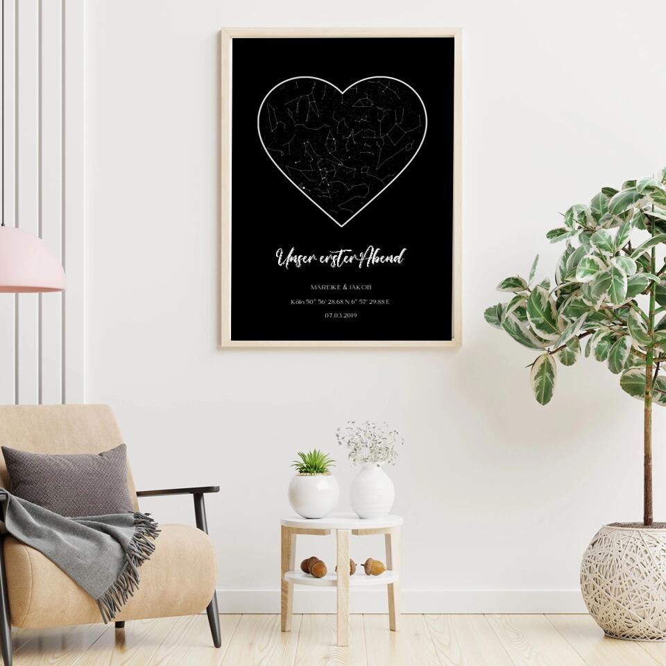 Unser erster Abend Sternenkarte - Personalisierbares Poster