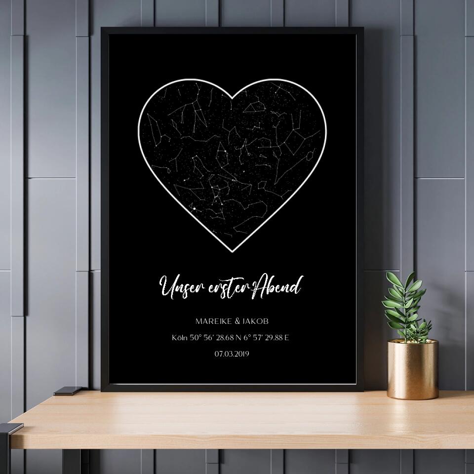 Unser erster Abend Sternenkarte - Personalisierbares Poster