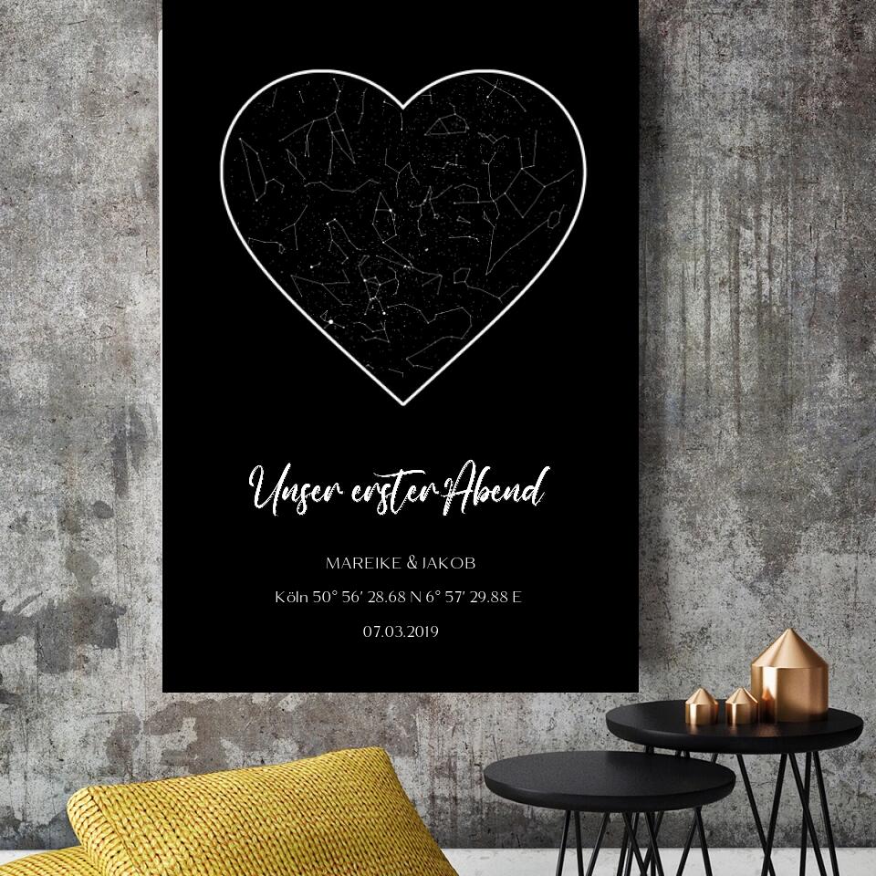 Unser erster Abend Sternenkarte - Personalisierbares Poster