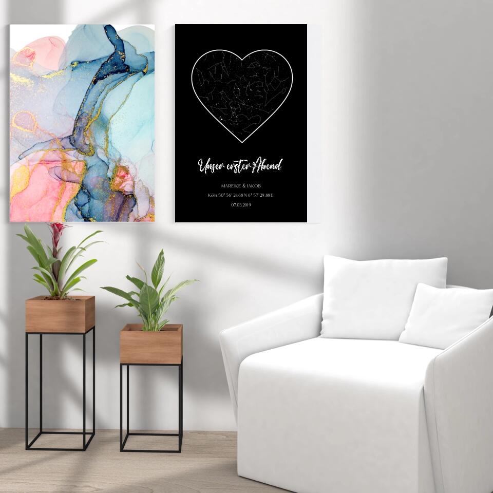 Unser erster Abend Sternenkarte - Personalisierbares Poster