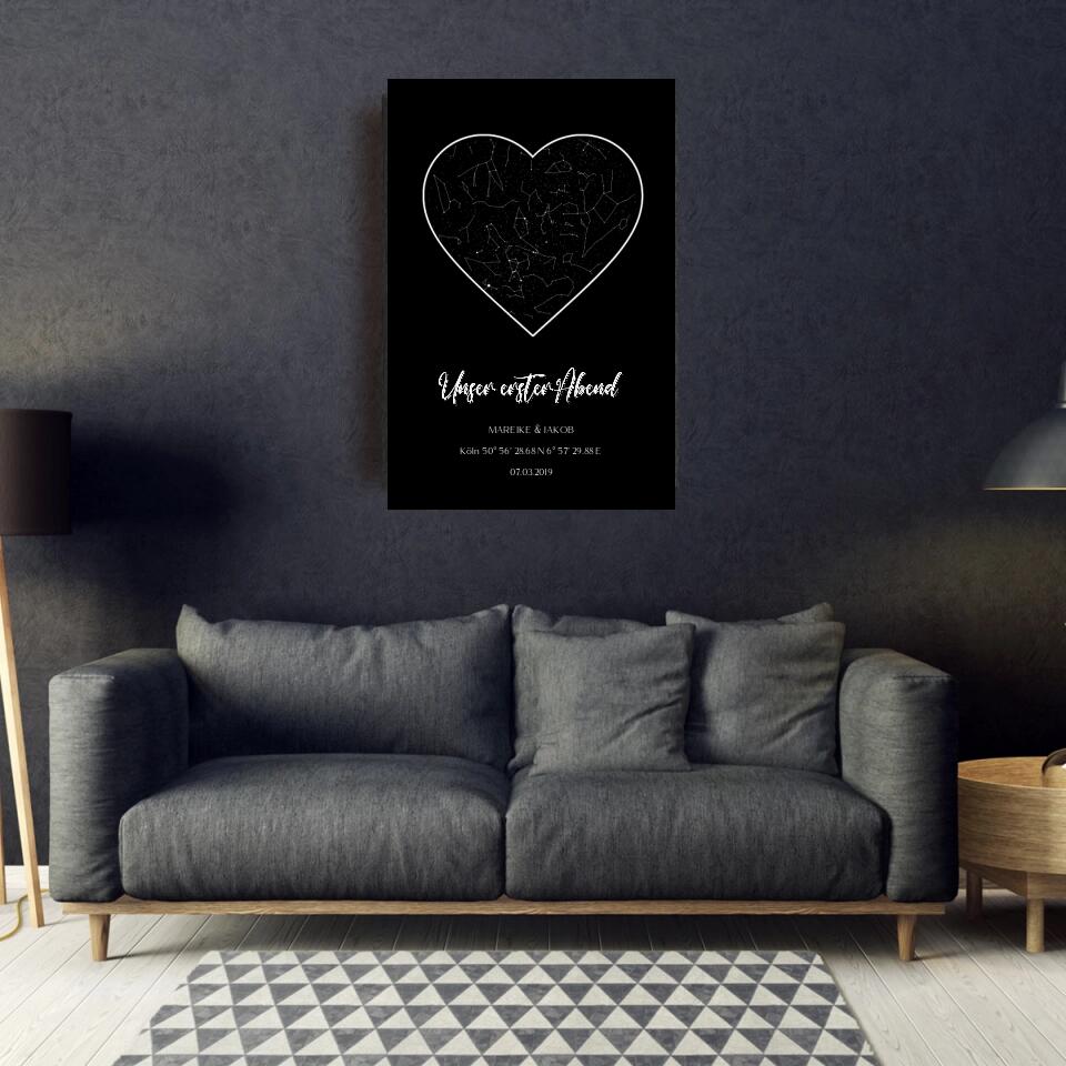 Unser erster Abend Sternenkarte - Personalisierbares Poster