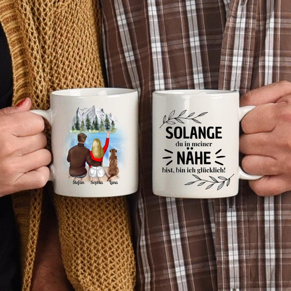 Pärchen mit Hund - Personalisierbare Tasse
