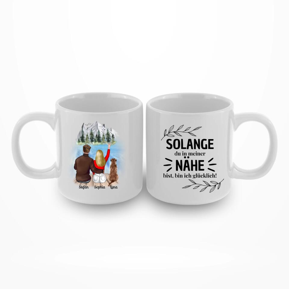 Pärchen mit Hund - Personalisierbare Tasse