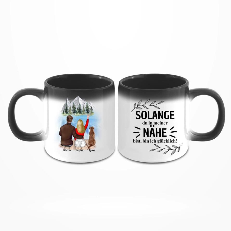 Pärchen mit Hund - Personalisierbare Tasse
