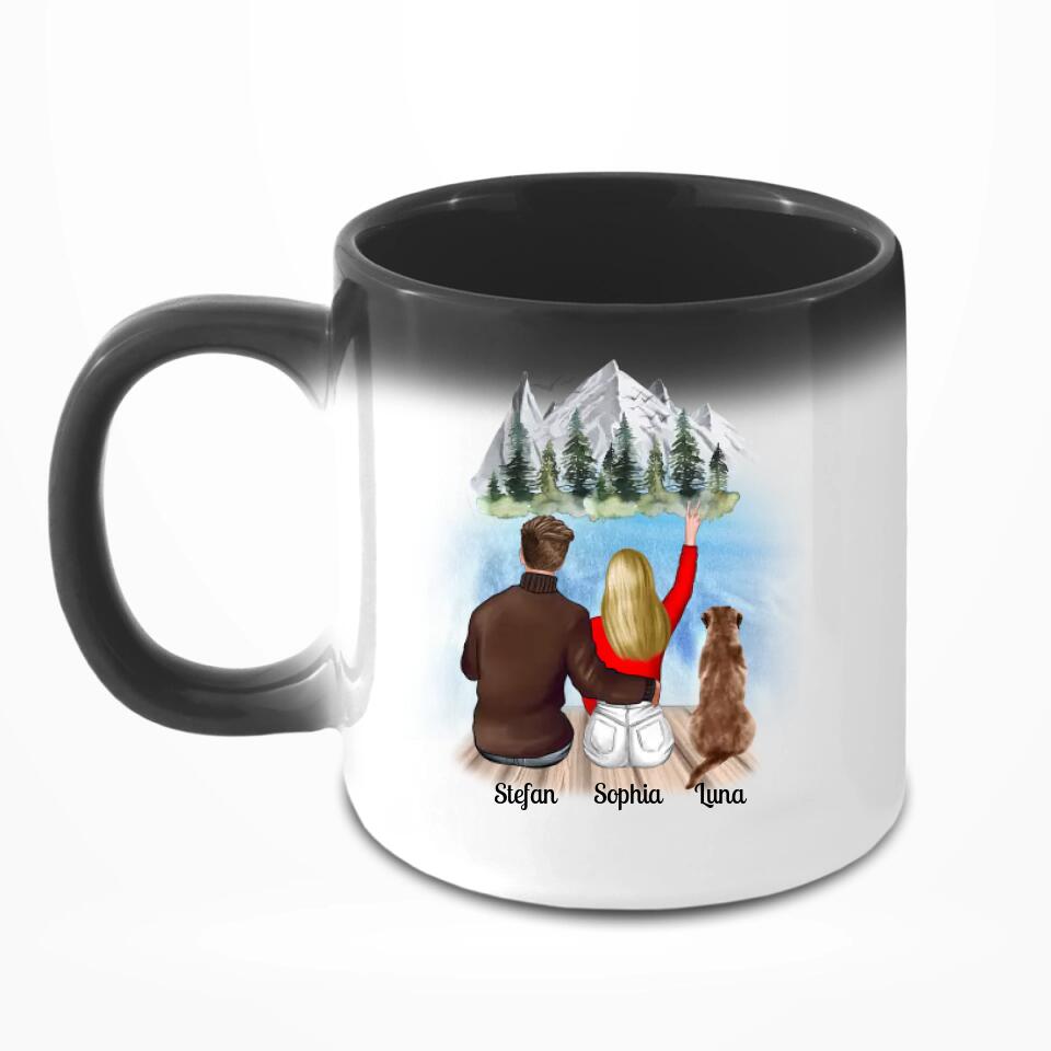 Pärchen mit Hund - Personalisierbare Tasse
