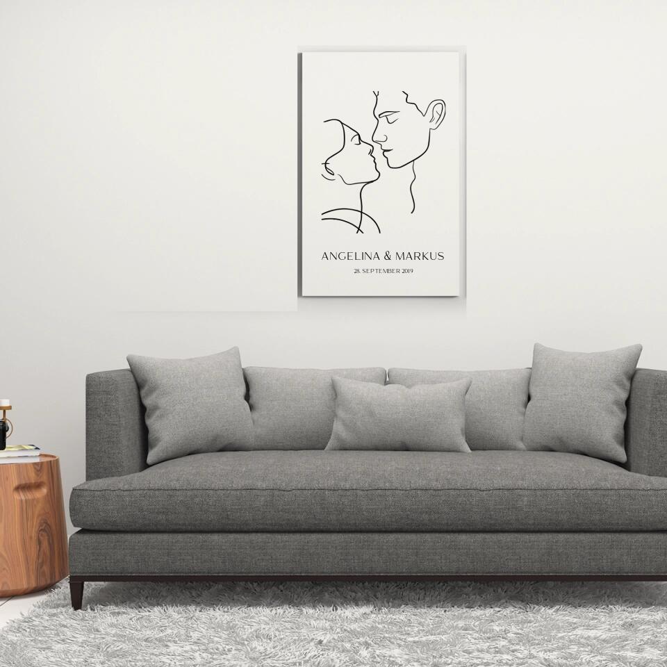 Line Art Pärchen - Personalisierbares Poster
