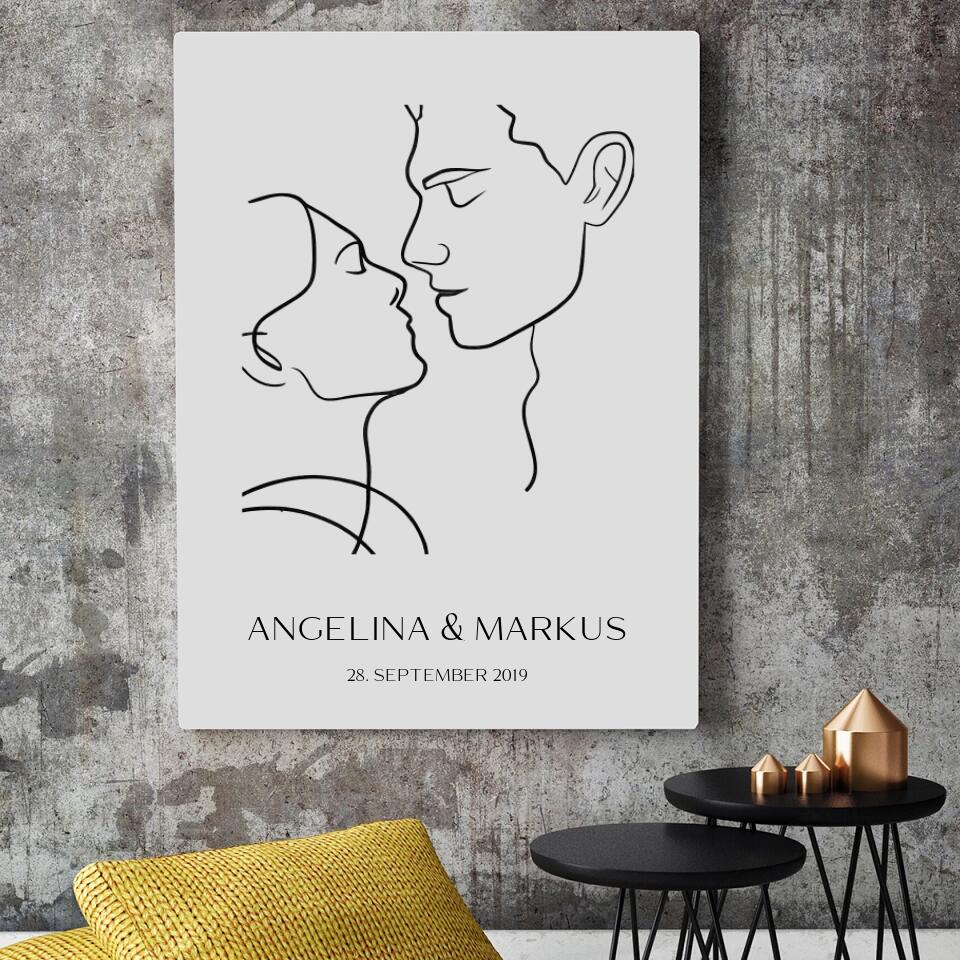 Line Art Pärchen - Personalisierbares Poster