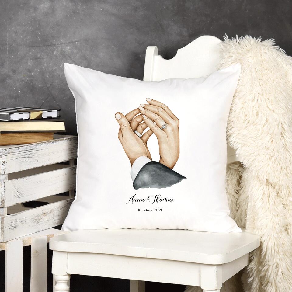 Hochzeit Hände - Personalisierbares Kissen