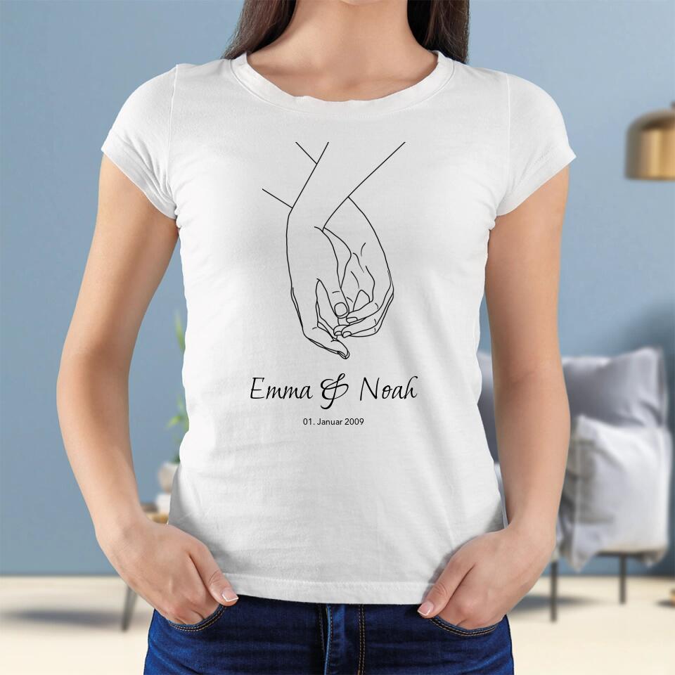 Pärchen Hände - Personalisierbares T-Shirt