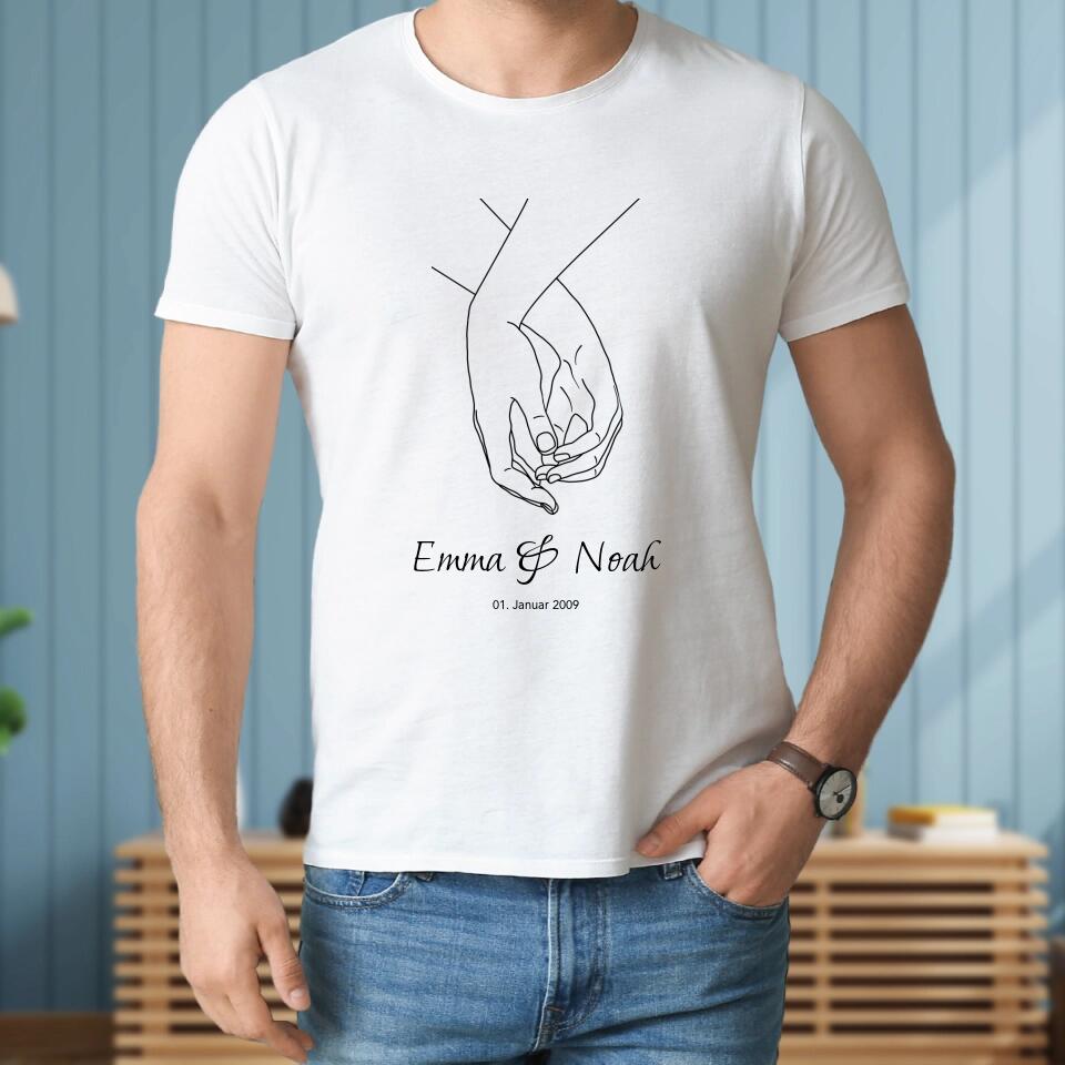 Pärchen Hände - Personalisierbares T-Shirt