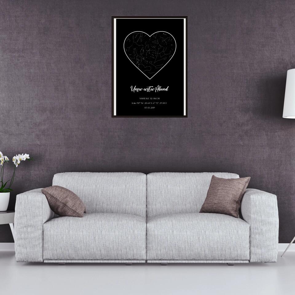 Unser erster Abend Sternenkarte - Personalisierbares Poster