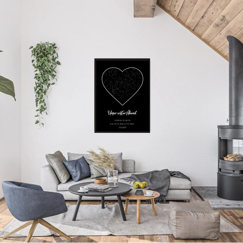 Unser erster Abend Sternenkarte - Personalisierbares Poster