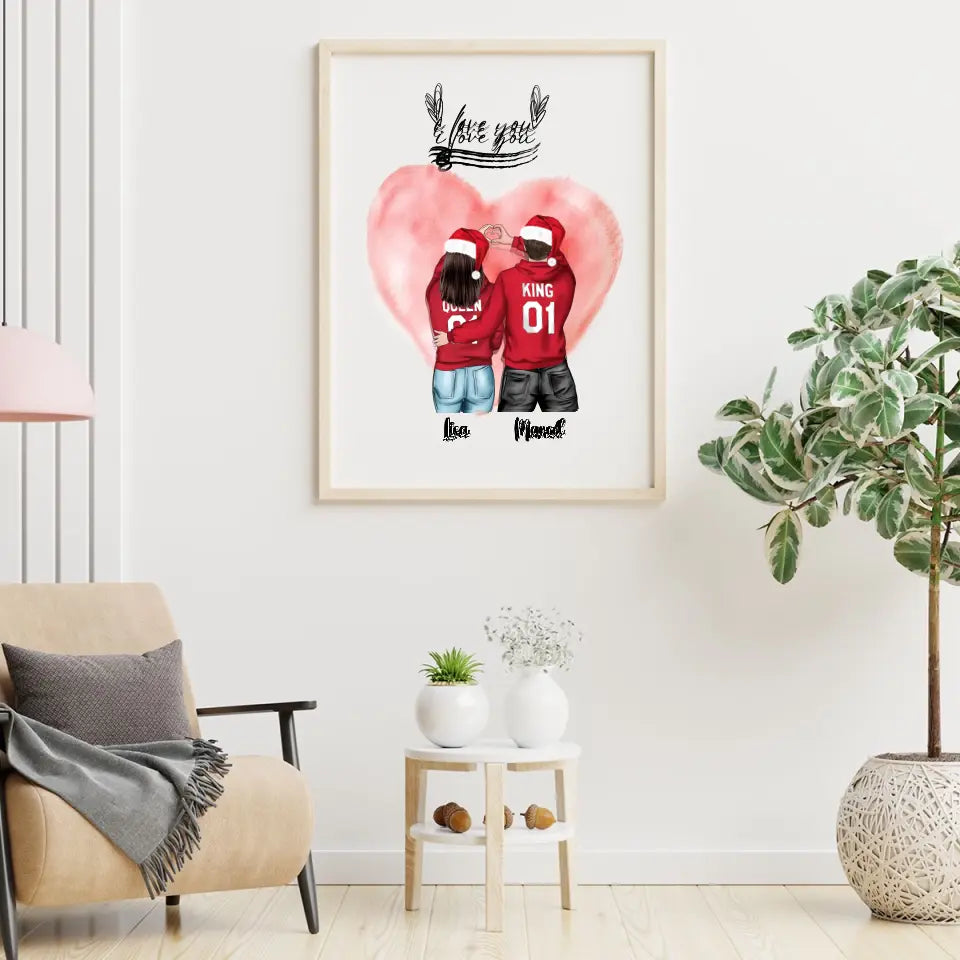 Weihnachten Pärchen - Personalisierbares Poster