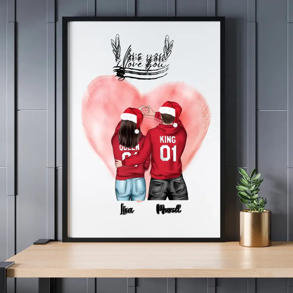 Weihnachten Pärchen - Personalisierbares Poster