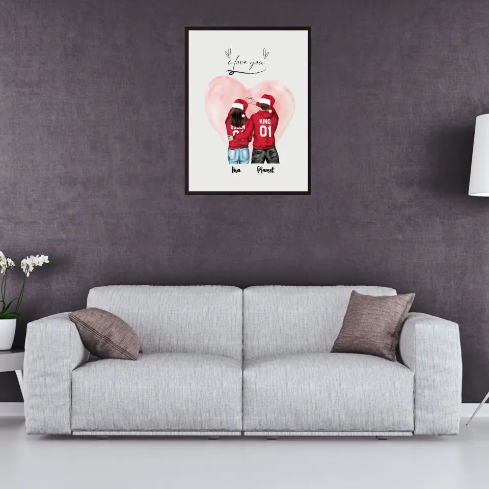 Weihnachten Pärchen - Personalisierbares Poster