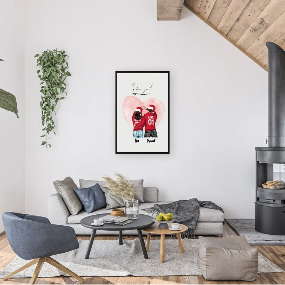 Weihnachten Pärchen - Personalisierbares Poster