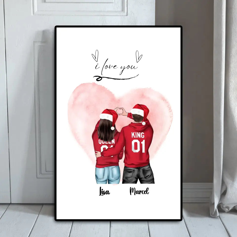 Weihnachten Pärchen - Personalisierbares Poster