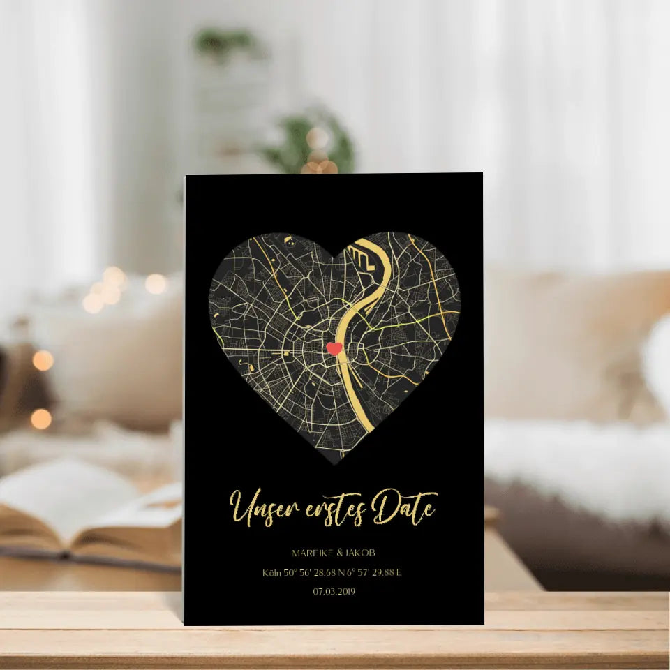 Unser erstes Date - Personalisierbares Acrylglas