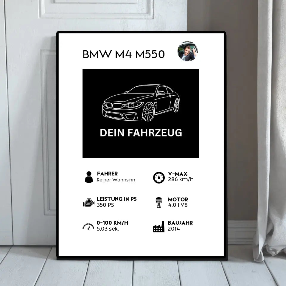 Fahrzeug Quartett - Personalisierbares Poster