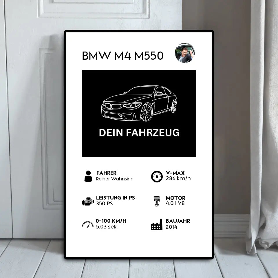 Fahrzeug Quartett - Personalisierbares Poster