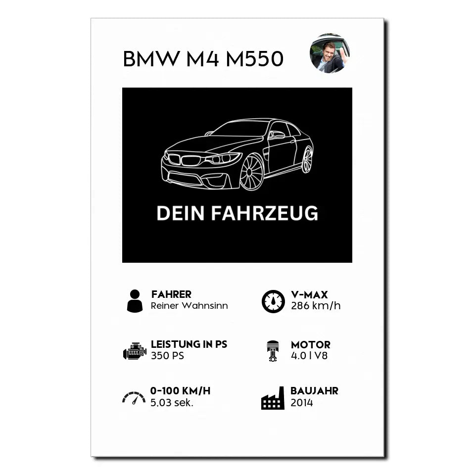 Fahrzeug Quartett - Personalisierbares Poster