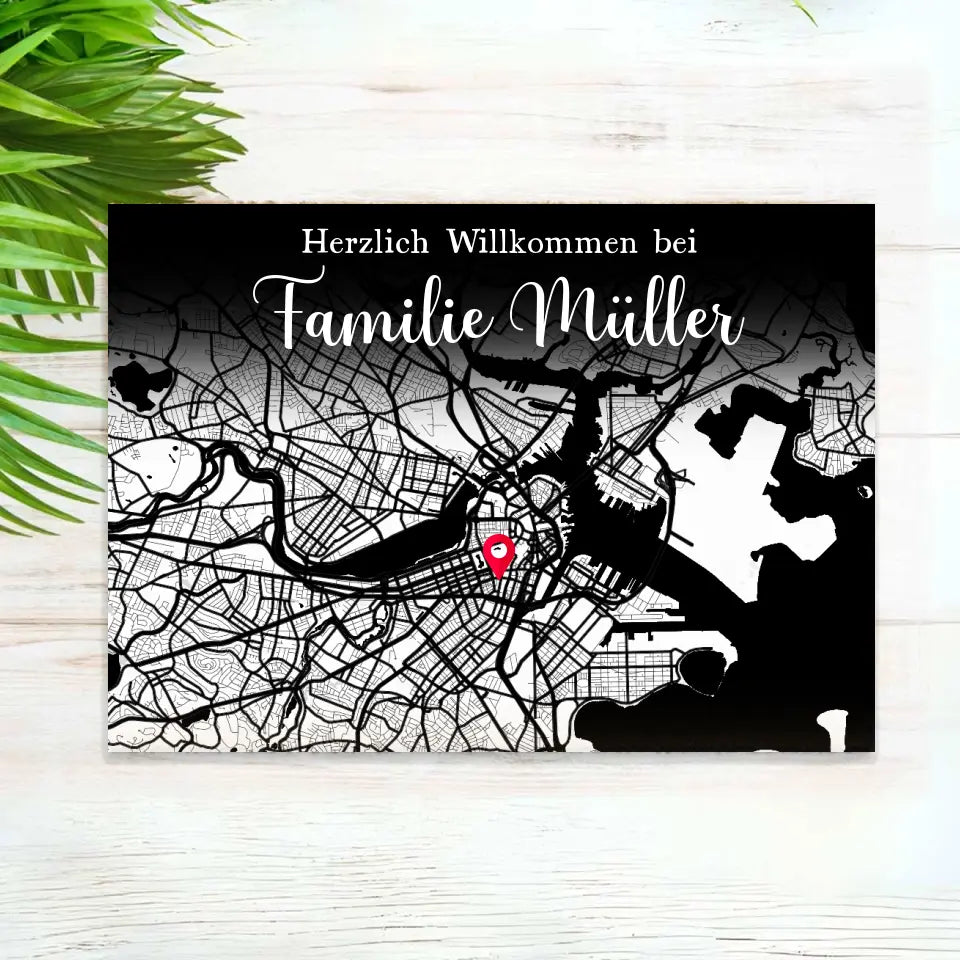 Standort Karte - Personalisierbare Fußmatte