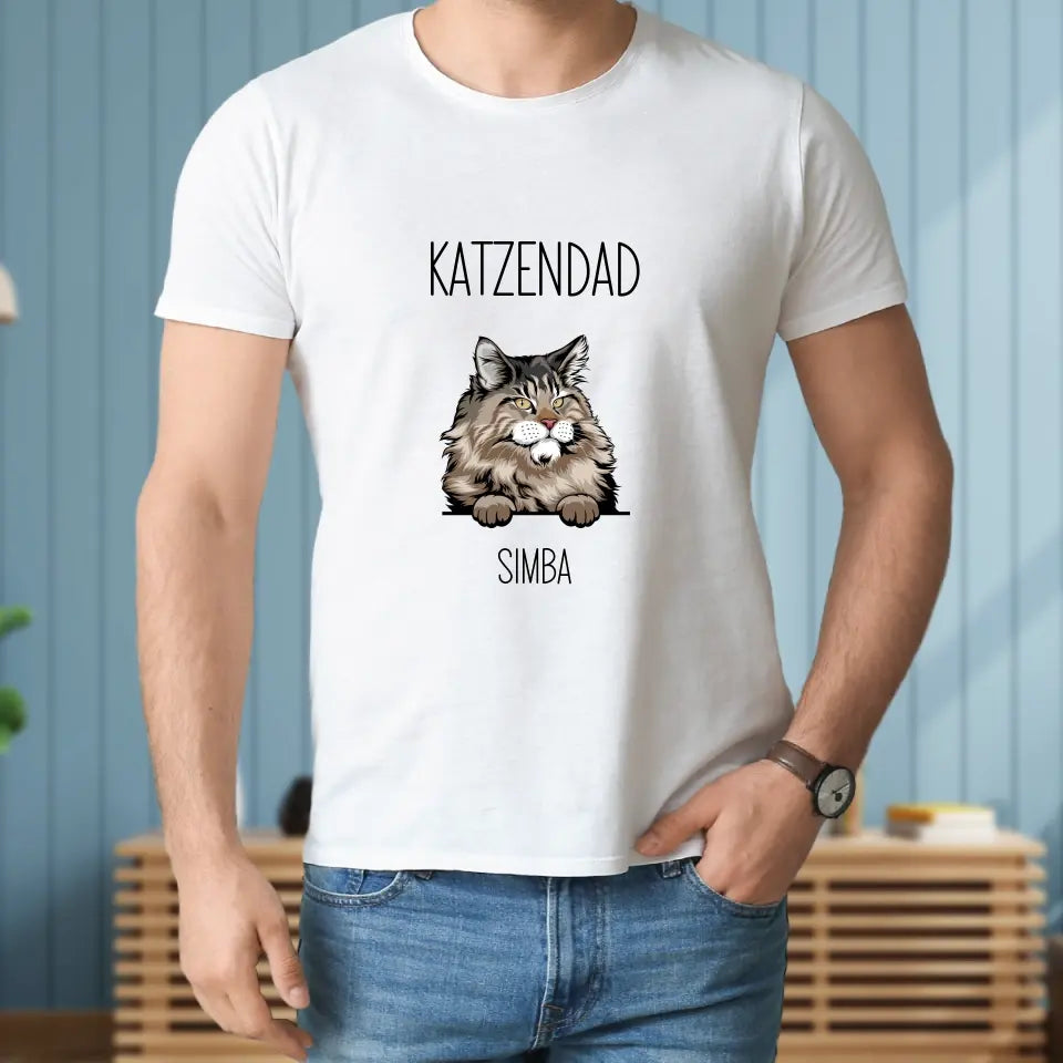 Katzenmom / Katzendad - Personalisierbares T-Shirt