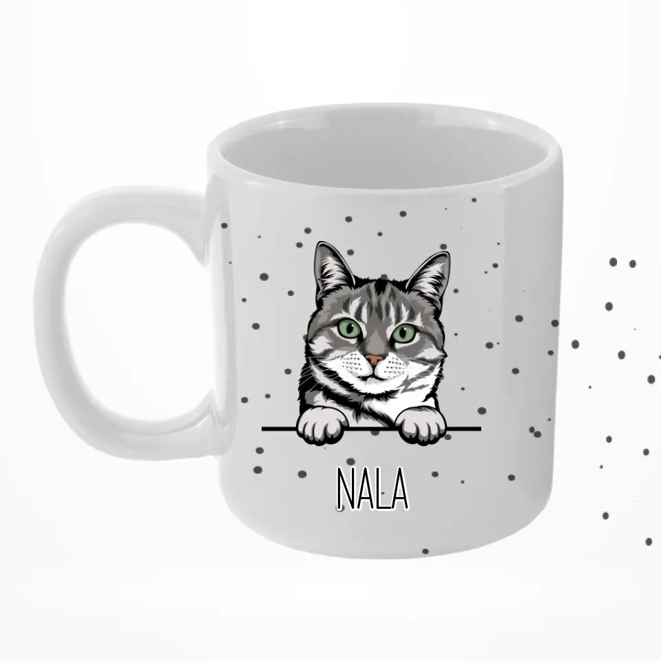 Katzenmotiv mit Namen - Personalisierbare Tasse