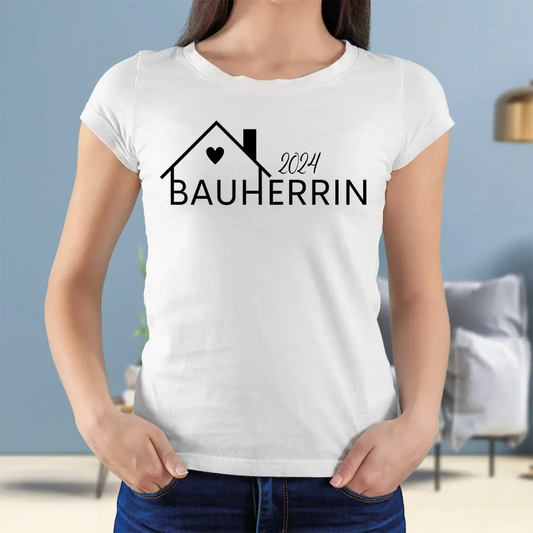 Bauherr und Bauherrin in weiß - Personalisierbares T-Shirt