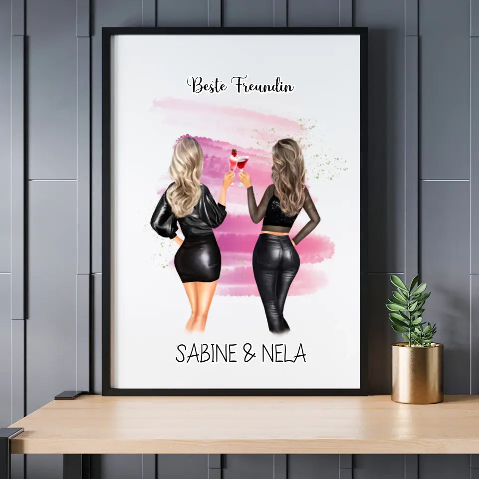 Beste Freundin mit Namen - Personalisierbares Poster