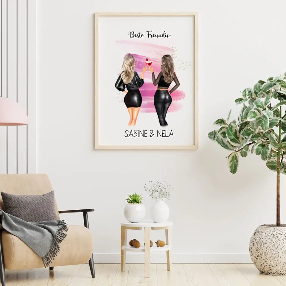 Beste Freundin mit Namen - Personalisierbares Poster