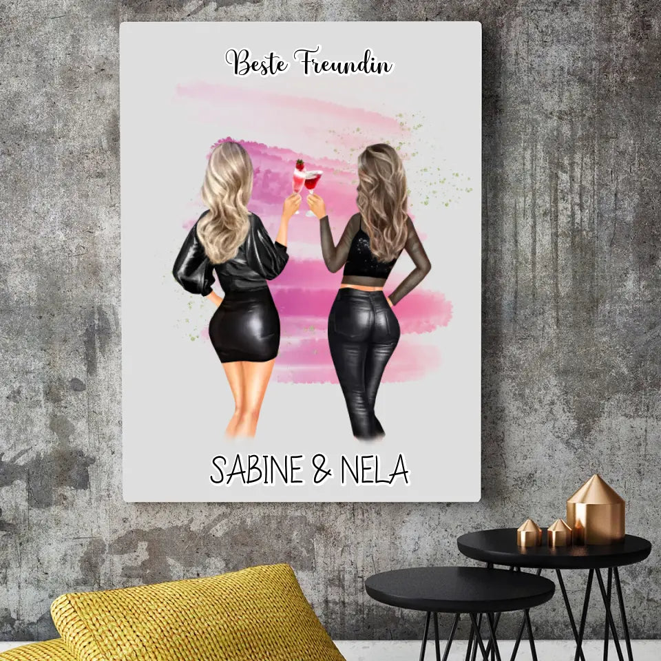 Beste Freundin mit Namen - Personalisierbares Poster
