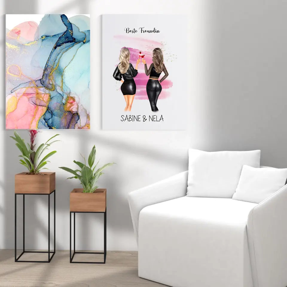 Beste Freundin mit Namen - Personalisierbares Poster