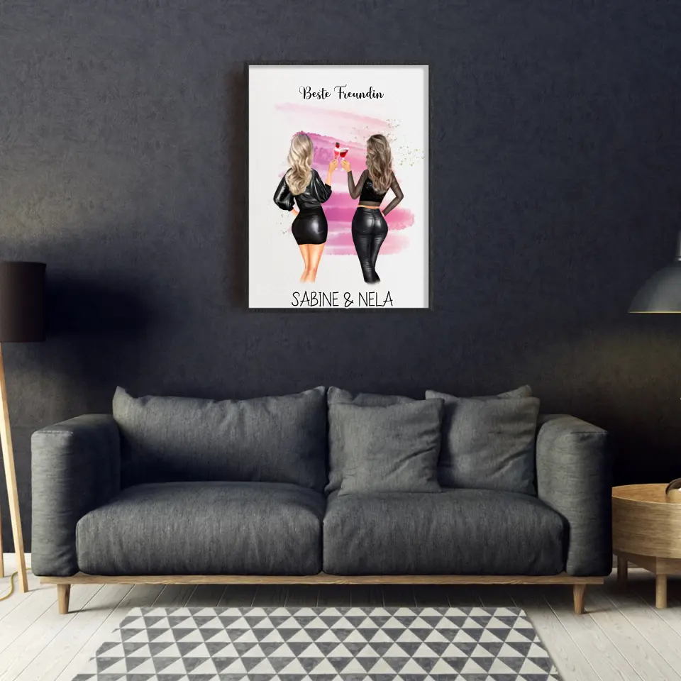 Beste Freundin mit Namen - Personalisierbares Poster