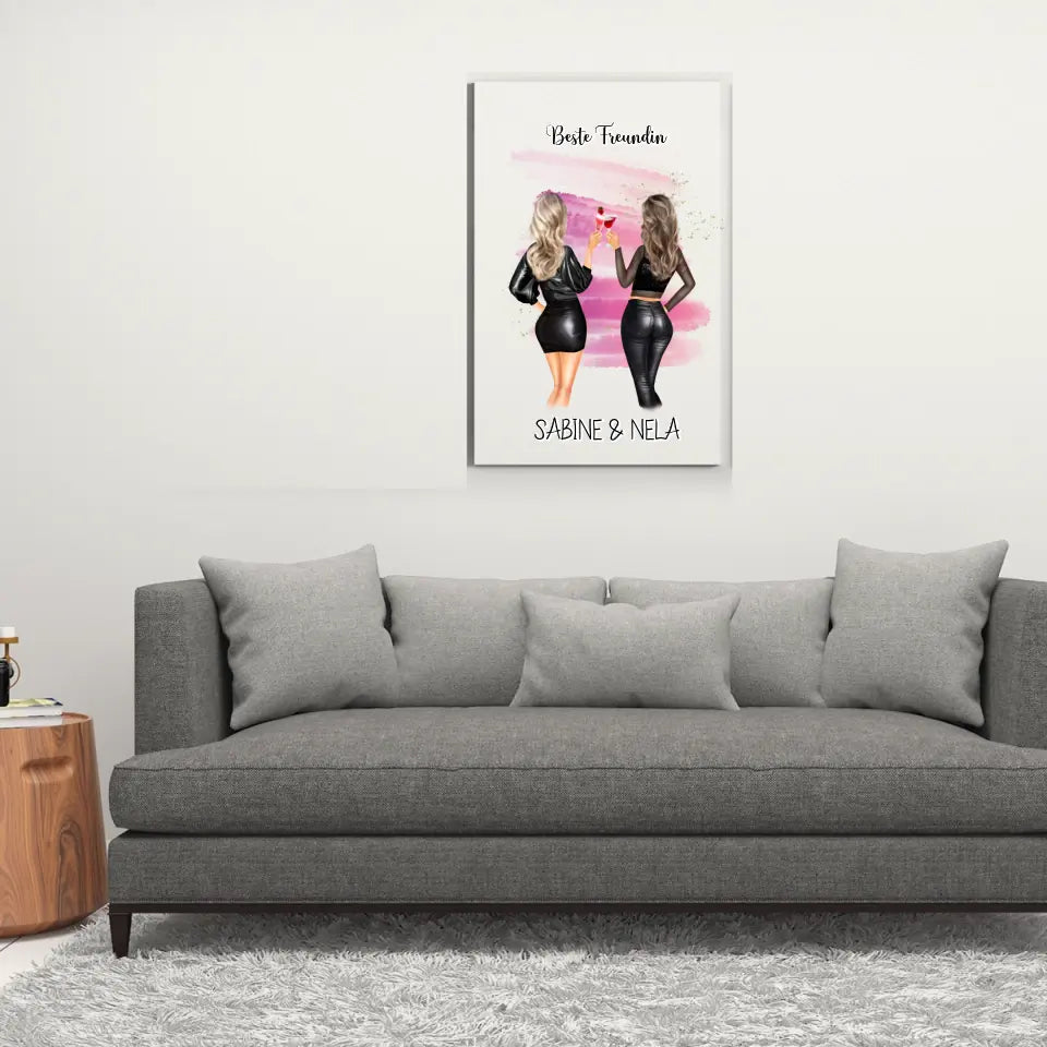 Beste Freundin mit Namen - Personalisierbares Poster