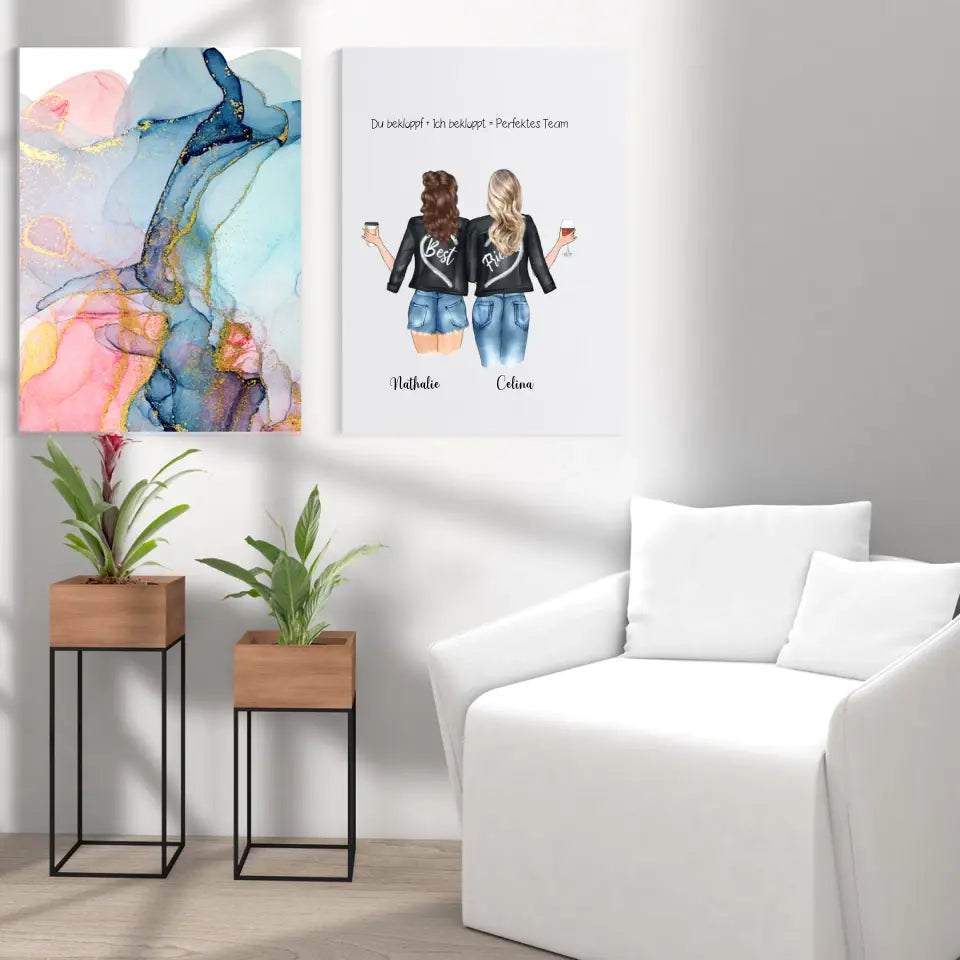 Beste Freundinnen Poster - Personalisierbares Poster