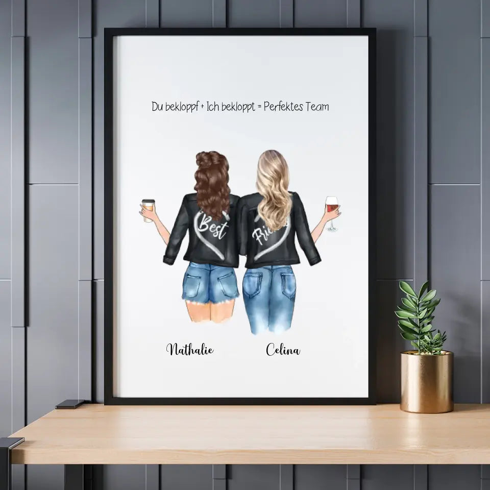 Beste Freundinnen Poster - Personalisierbares Poster