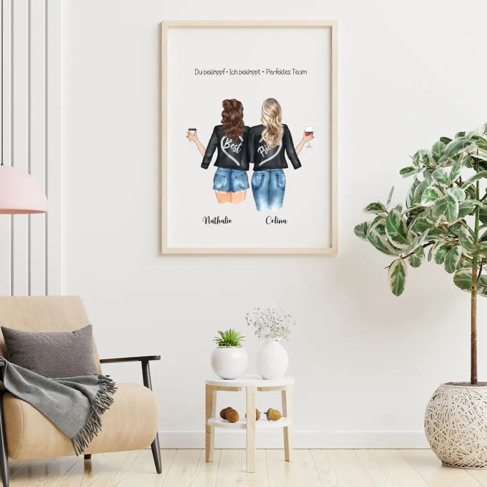 Beste Freundinnen Poster - Personalisierbares Poster