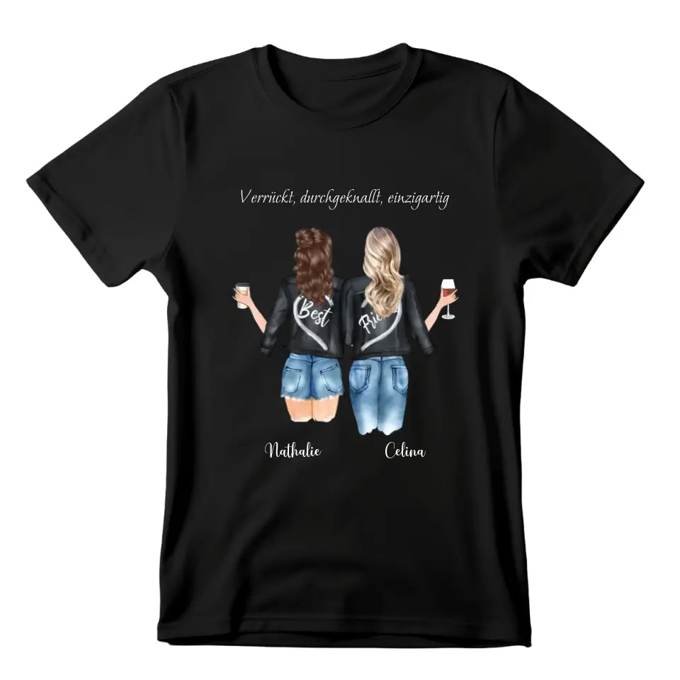 Beste Freundinnen mit Wunschtext - Personalisierbares T-Shirt