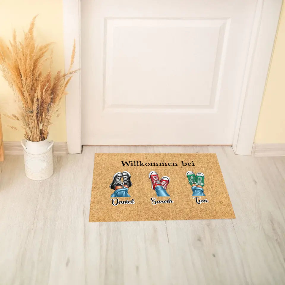 Familien Schuhe mit Namen - Personalisierbare Fußmatte