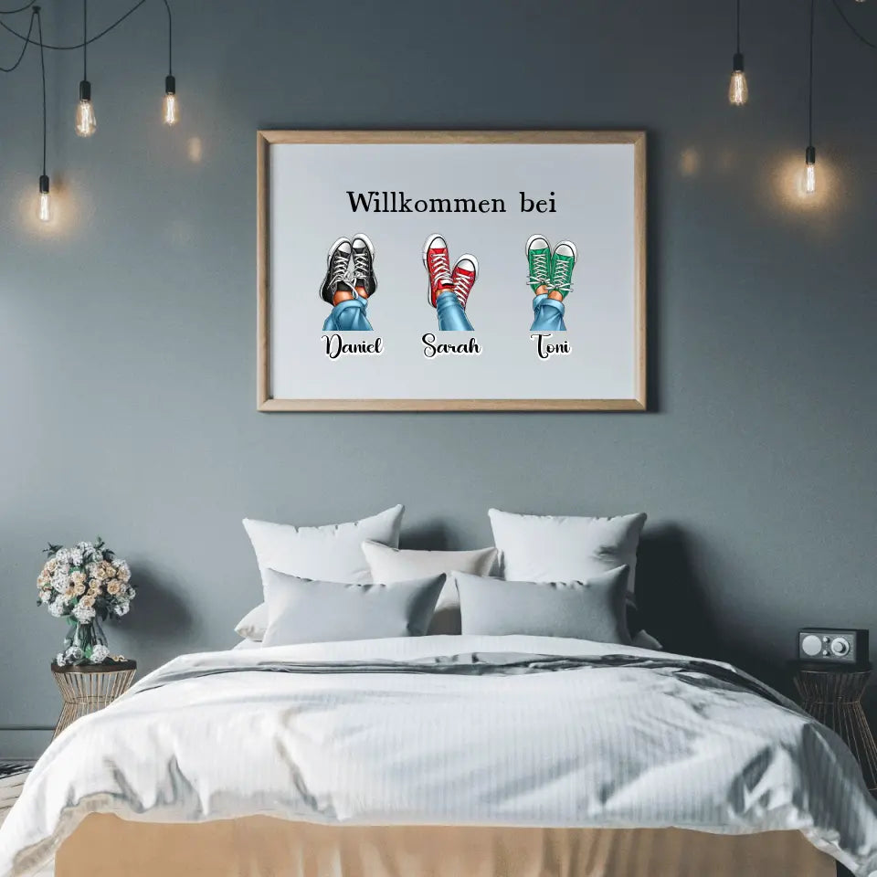 Familien Schuhe mit Name - Personalisierbares Poster