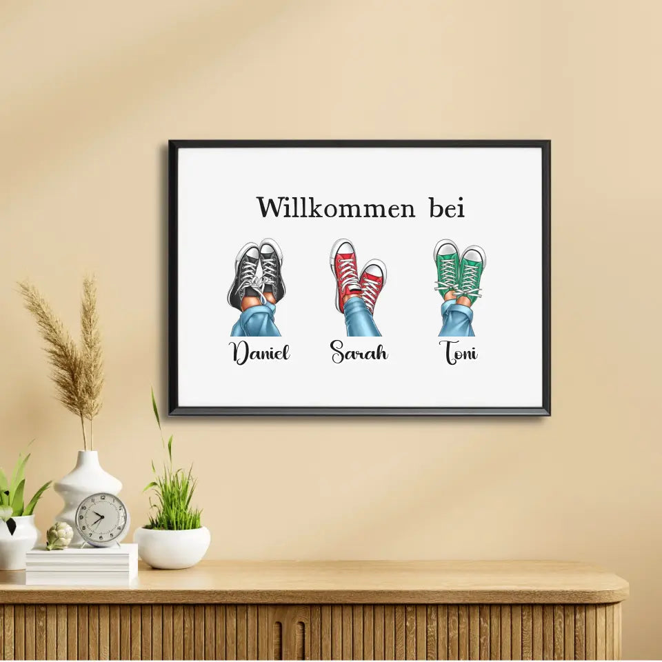 Familien Schuhe mit Name - Personalisierbares Poster
