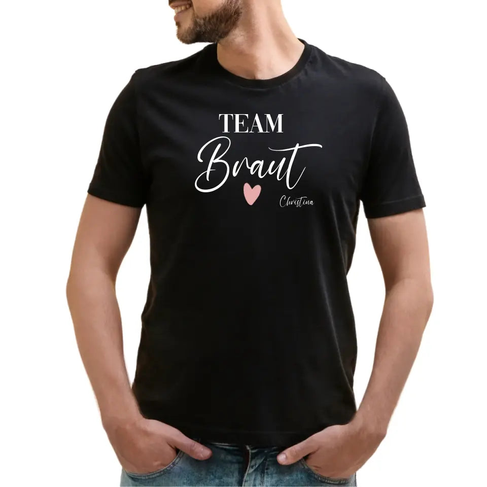 Team Braut JGA Shirt schwarz - Personalisierbares T-Shirt