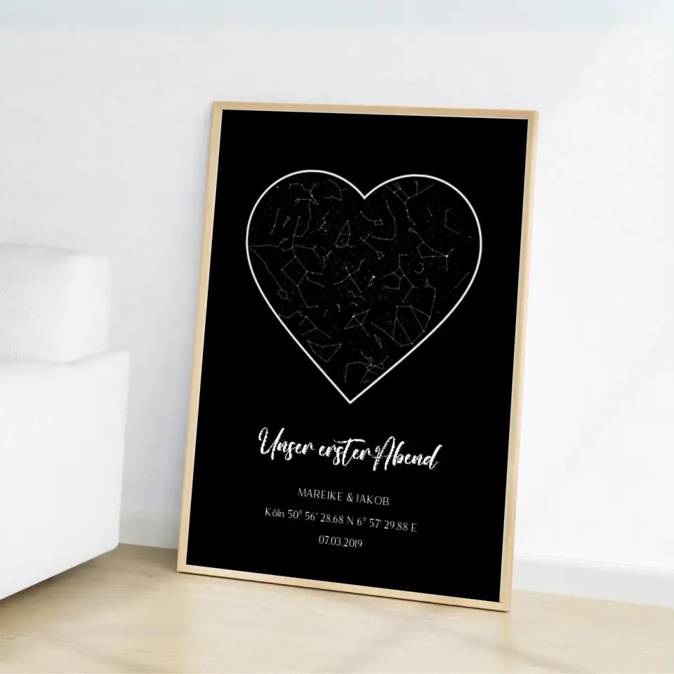 Unser erster Abend Sternenkarte - Personalisierbares Poster