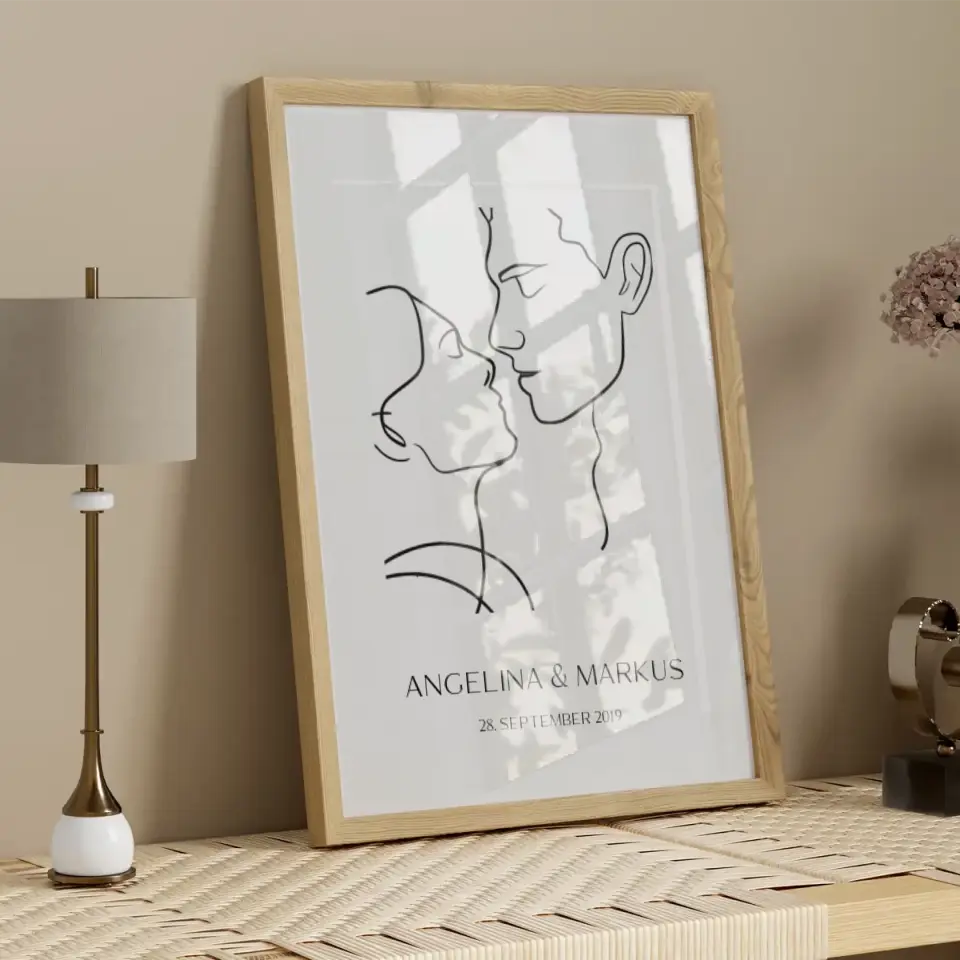 Line Art Pärchen - Personalisierbares Poster