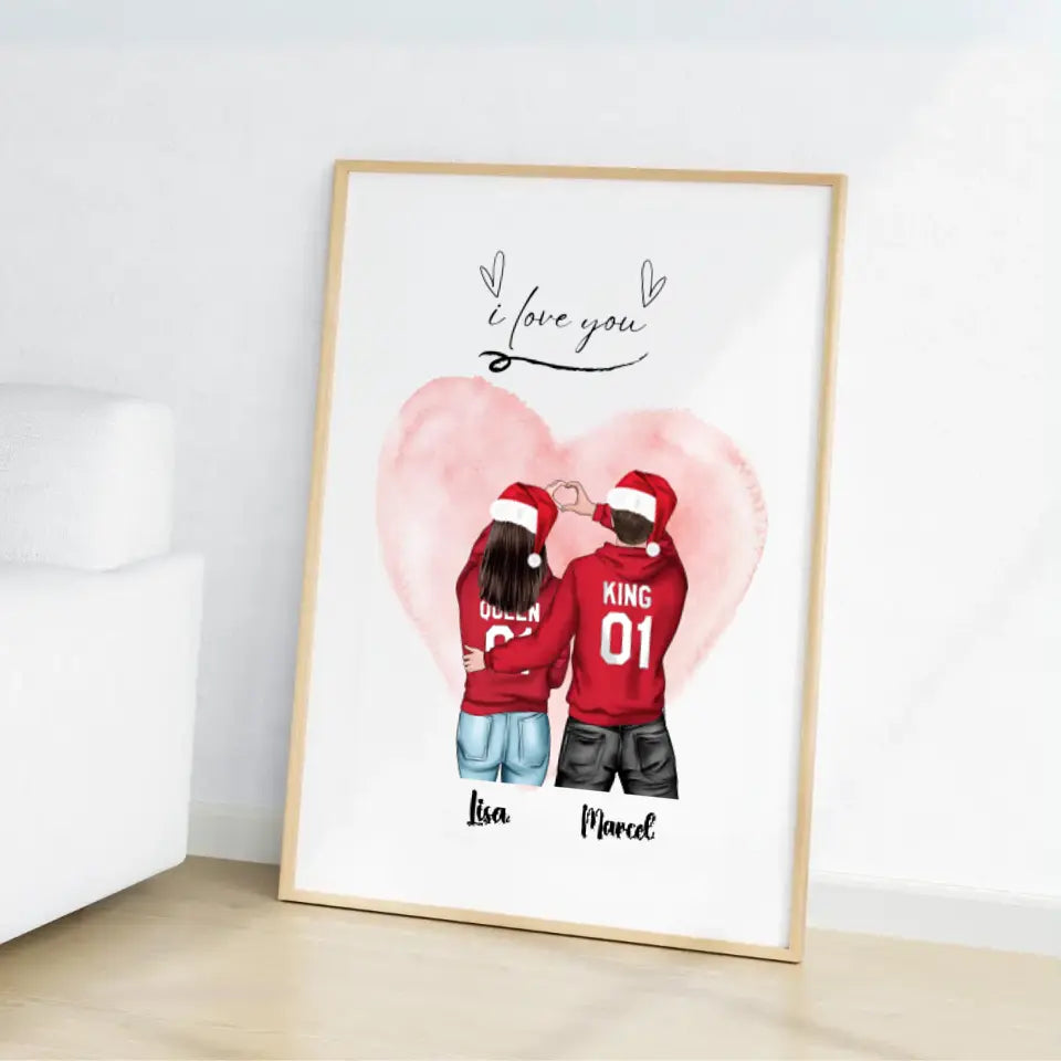 Weihnachten Pärchen - Personalisierbares Poster