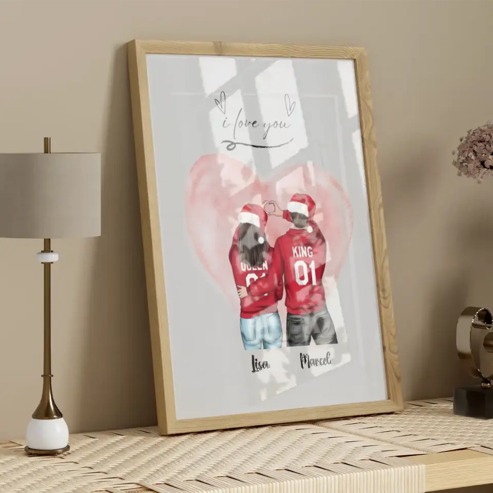 Weihnachten Pärchen - Personalisierbares Poster