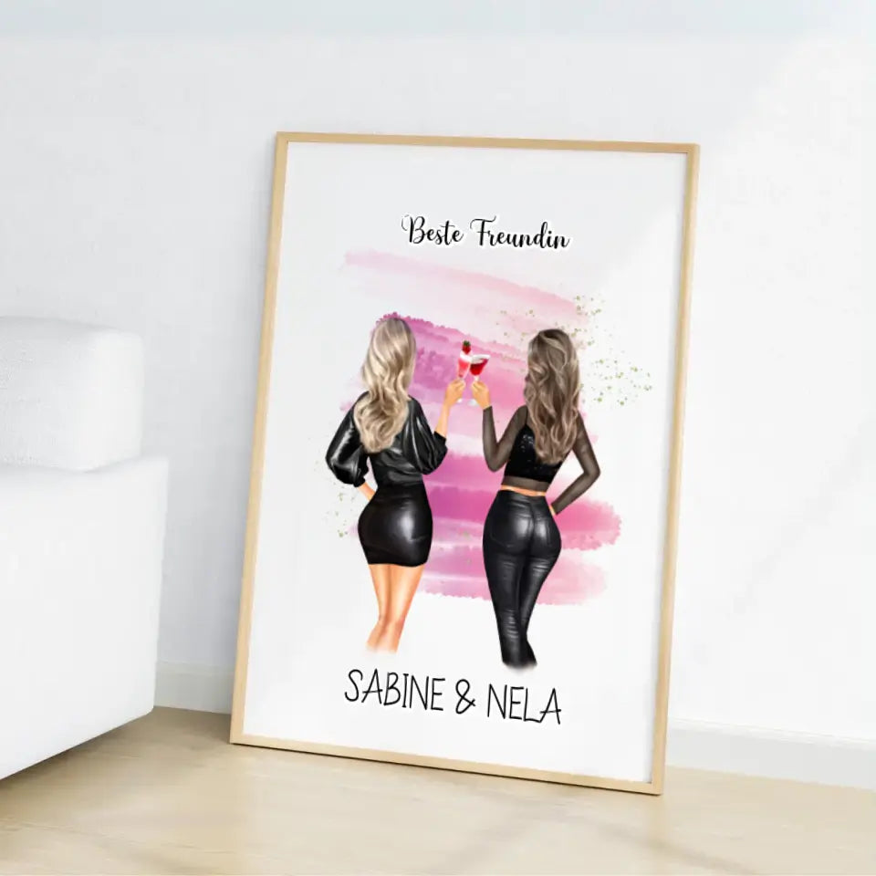 Beste Freundin mit Namen - Personalisierbares Poster