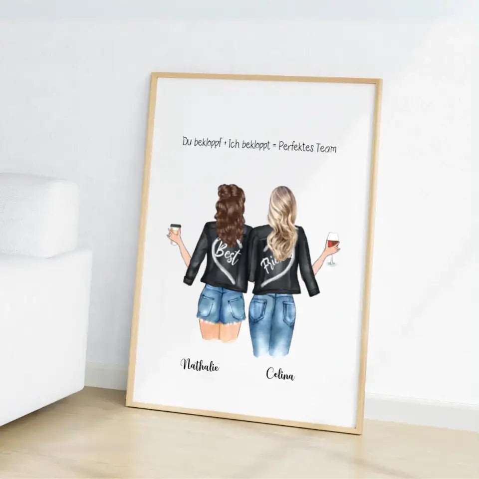 Beste Freundinnen Poster - Personalisierbares Poster