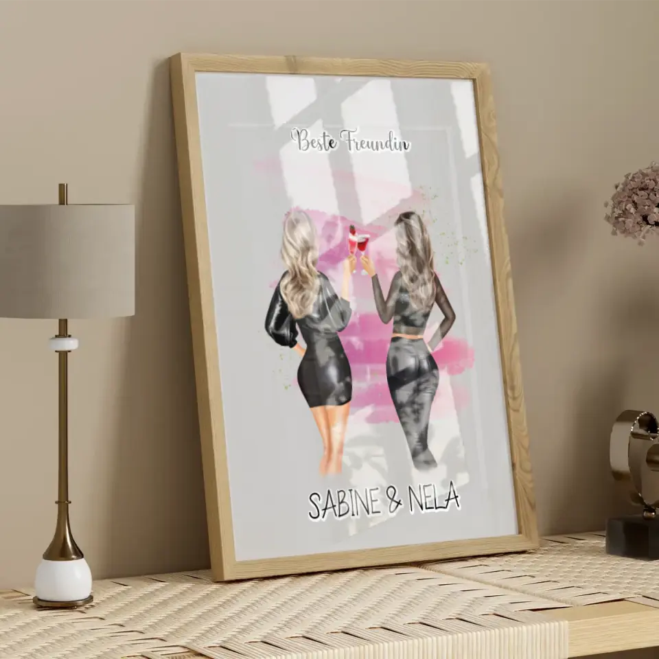 Beste Freundin mit Namen - Personalisierbares Poster
